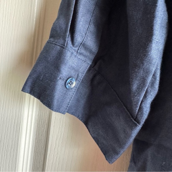 Ecologie Linen Pleated Pointelle Button Down Tunic Shirt - Picture 5 of 8